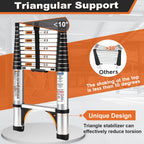 Soctone Telescoping Ladder, 12.5 FT Aluminum Button Retraction Extension Ladder with 2 Triangle Stabilizers, Multi-Purpose Ladder with Slow Down Design, 330lbs Max Capacity for House Daily Life