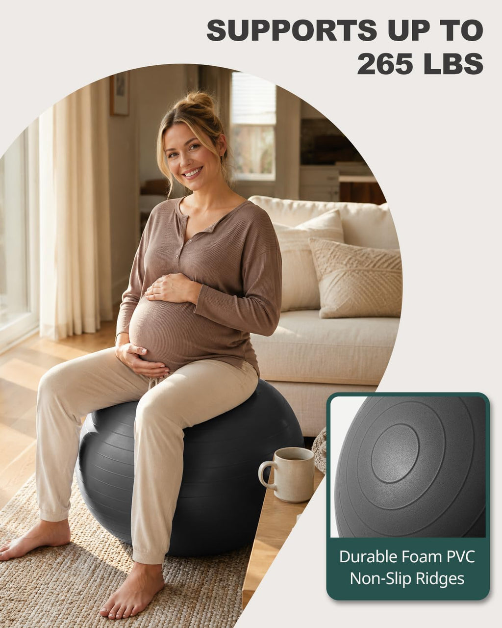 Trideer Yoga Ball for Exercise, Pregnancy, Exercise Ball, Pump Included