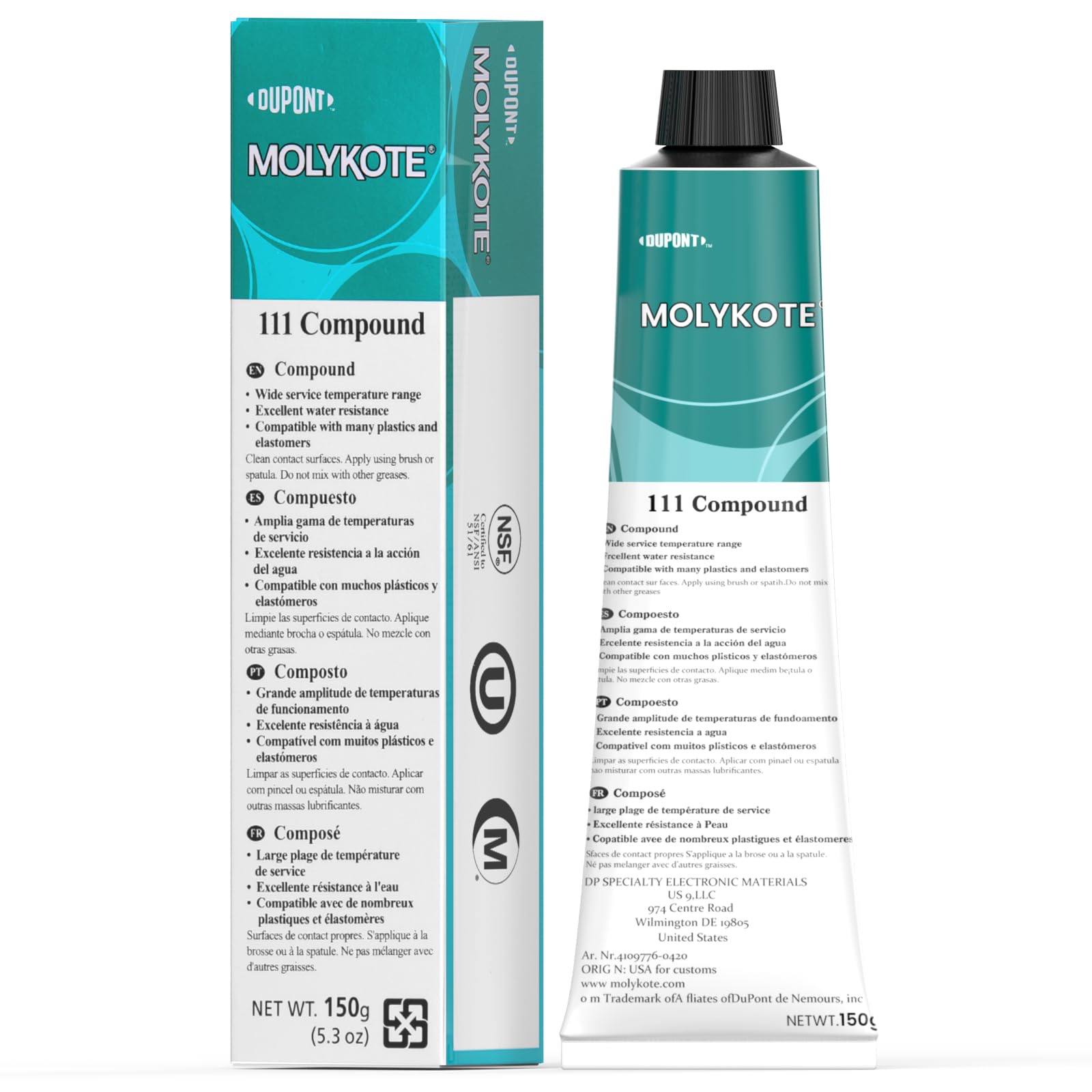 Molykote 111 Compound Valve Lubricant and Sealant 150g 5.3oz, Silicone Grease for O-Rings, Plug Valves, Seal & Protect Rubber & Plastic Components, Water Resistant, Low Volatility