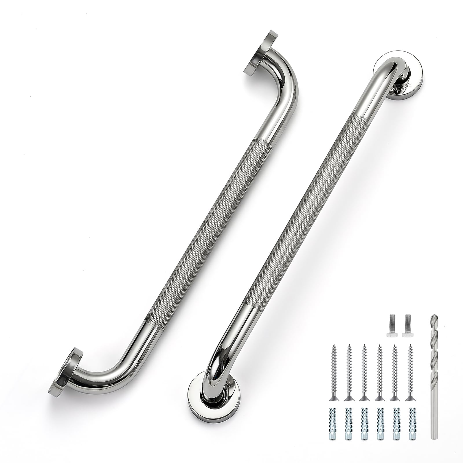 18 Inch Grab Bars for Shower, Stainless Steel Safety Handicap Grab Bars for Bathroom, Anti-Slip Shower Handle, Wall Mounted (2 Pack, Polished Nickel)