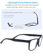 OLOMEE Large Reading Glasses Mens Wide Oversized Readers +1.25 Lightweight Square Eyeglasses for Reading for Big Head Men 4 Pack with Spring Hinge