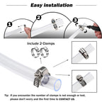 DAVCO 1/2" ID - 10 ft Clear Vinyl Tubing, Low Pressure Flexible PVC Tube, Heavy Duty UV Chemical Resistant Lightweight Plastic Vinyl Hose, BPA Free and Non Toxic, with 2 Stainless Clamps