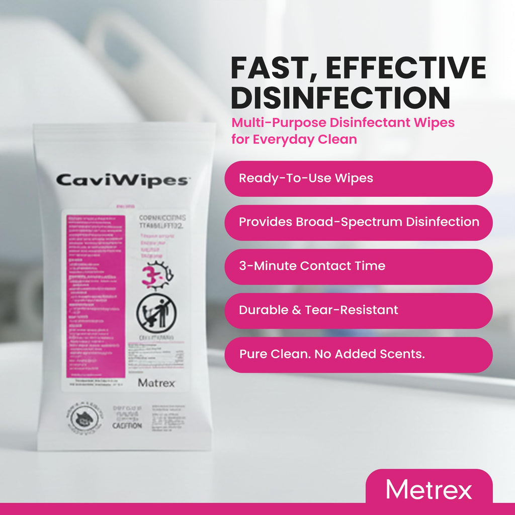 Metrex CaviWipes Disinfecting Towelettes – Durable Non-Woven Disinfecting Wipes for Hard, Non-Porous Surfaces in Healthcare & Laboratory, Pre-Saturated with CaviCide – 45 Wipes/Flat Pack (20 Packs)