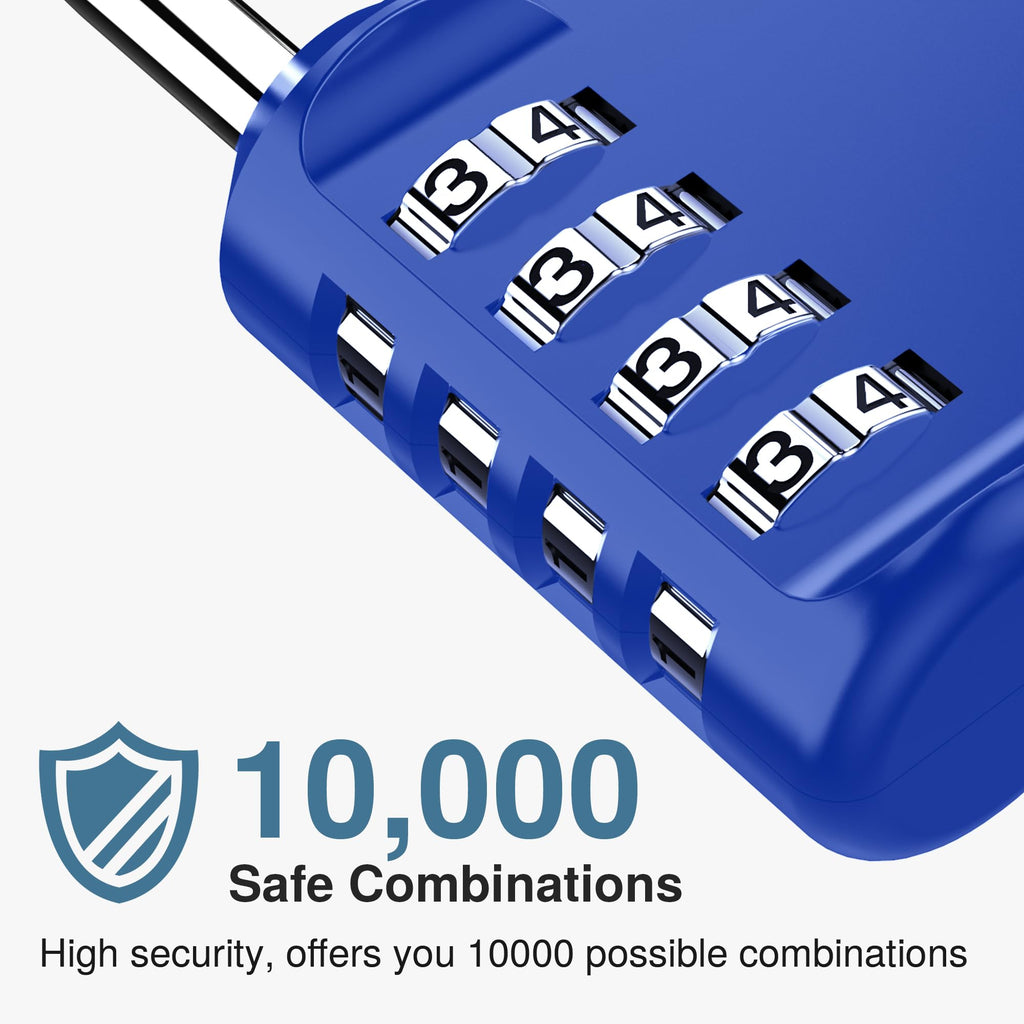 Puroma 2 Pack Combination Lock for Locker 4 Digit Outdoor Waterproof Padlock for School, Gym, Sports, Fence, Toolbox, Gate, Case, Outdoor, Hasp Storage, Cabinets (Blue & Black)