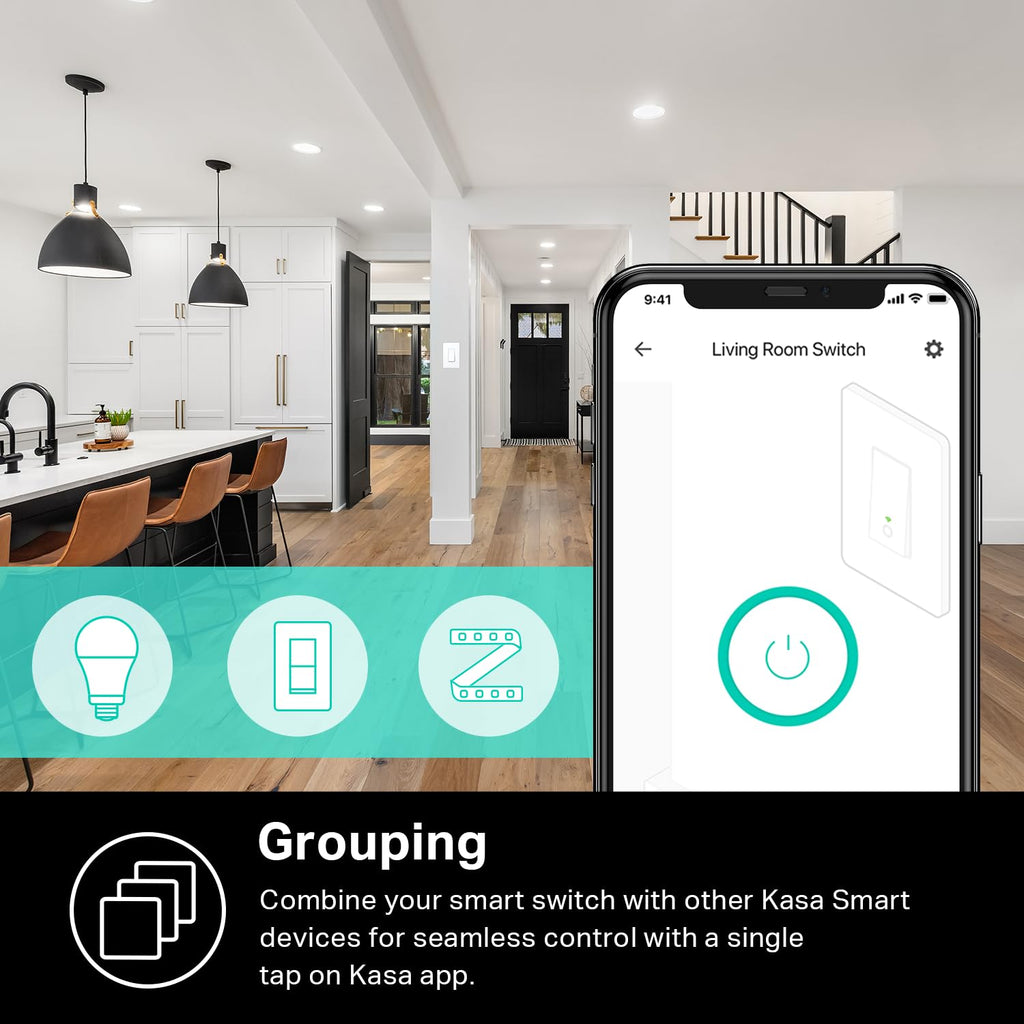 Kasa Smart 3 Way Switch HS210 KIT, Needs Neutral Wire, 2.4GHz Wi-Fi Light Switch works with Alexa and Google Home, UL Certified, No Hub Required, White,2 Count (Pack of 1)