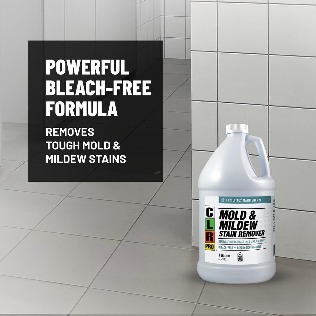 CLR PRO Heavy Duty Bleach-Free Mold and Mildew Stain Remover, 1 Gallon Bottle, Unscented Multi-Surface Stain Remover, Works on Tile, Wood, Concrete, Glass and More
