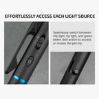 OLIGHT O'Pen 3 EDC Pen Light, 120 Lumens LED Flashlight with Green Beam, 4-in-1 Bolt Action Pen with Nib & Clip Light, USB-C Rechargeable for Writing, Presentation, Inspection and Outdoor (Black)