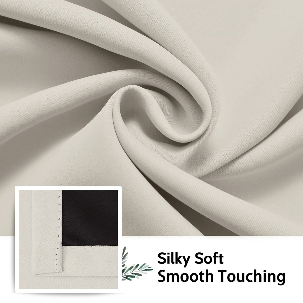SimpleHome Cream 100% Blackout Curtains Room Darkening Living Room 84 Inch