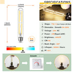 Sphoon Tubular Light Bulb 7.3 Inch Dimmable T10 LED Bulb E26 6W 60 Watts Edison Bulbs 4000K White Light,185mm Long for Wall Sconces, Pendant, Livingroom, 4-Pack