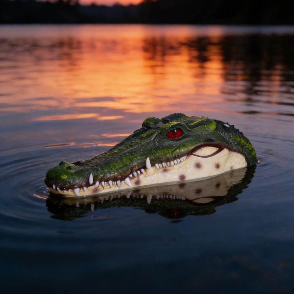 Benhurb Pond Floating Alligator Head Decoy, Pools Float Fake Gator Head Duck Detterent Crocodile Head Decoy for Koi Garden Yard Decoration Swimming Pool Animal Protector