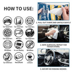 Car Cleaning Wipes, Multipurpose Vehicle Interior Surface Wipes, Soft Disposable Cleaning Cloth for Car Dashboard Seat Door Panel Glass Dust & Stain Removal