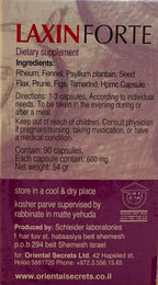 Laxin Forte 180 Capsules of Kosher Regular Bowel Movment Oriental Secrets