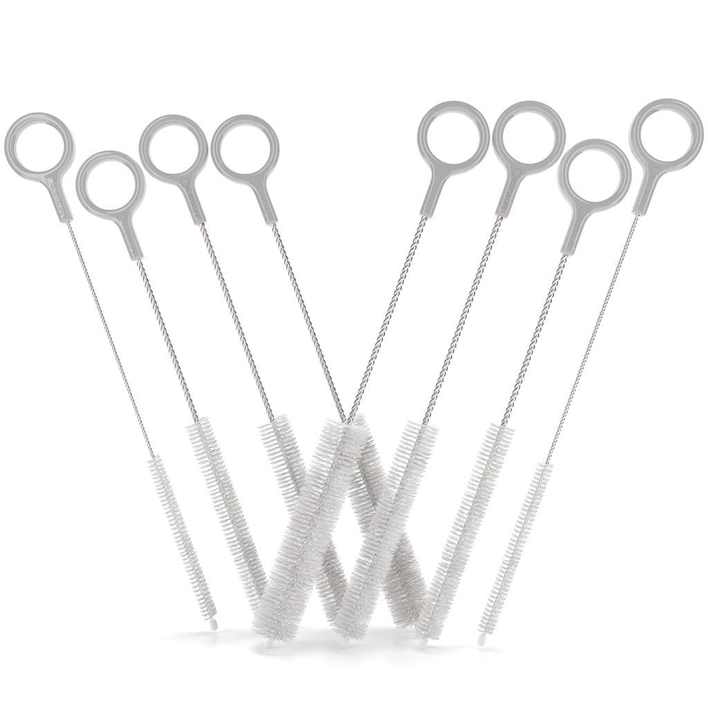 Buenalife Heavy Duty Cleaning Brushes Set of 8 - Extra Long Straw Cleaners for Metal and Plastic Reusable Drinking Straws, to Clean Small Spaces, Sippy Cups, Water Bottles - Sturdy Hard Brush Bristles