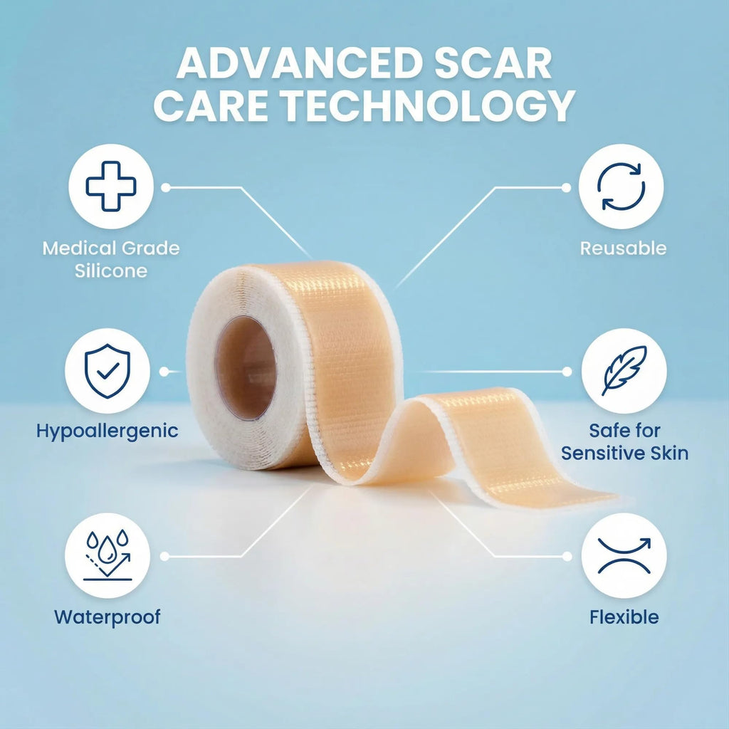 Medical Grade Silicone Scar Tape 1.6" x 120" – Reusable Sheets Roll for C Section, Keloid, Tummy Tuck & Surgical Scar Removal – Burn Scar Treatment Strips