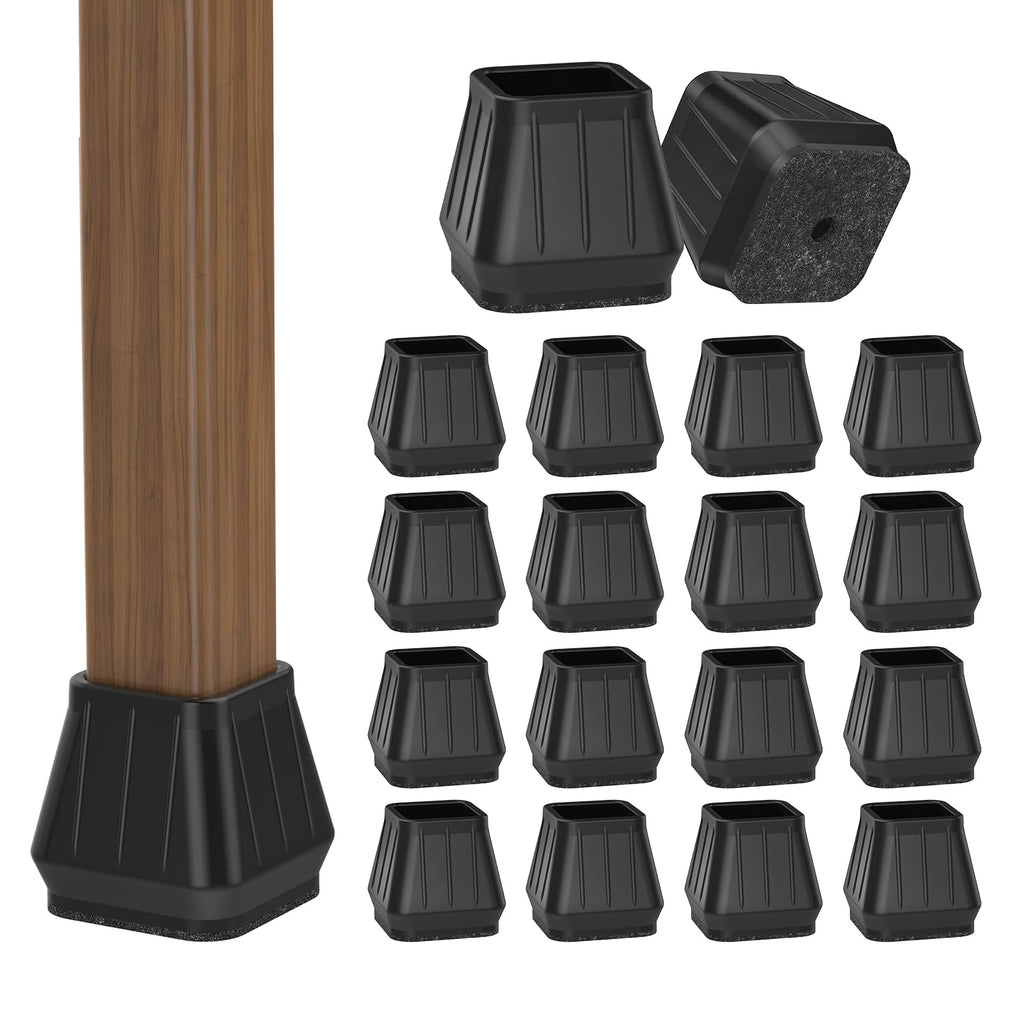 24PCS Square Chair Leg Floor Protectors for Hardwood Floors, Thicken Rubber Chair Leg Cap Covers, Non Slip Furniture Leg Pads to Protect Wood Tile Floors from Scratches and Reduce Noise