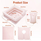 Inflatable Bedside Shampoo Set with Water Bag and Waterproof Shawl. Wash Hair in Bed for Children, the Elderly, Pregnant Women, Post-surgery or Bedridden Patients. Water Bag Capacity 2.1 Gallons (8L)