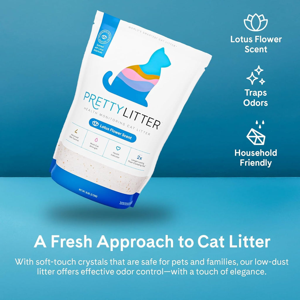 PrettyLitter Health Monitoring Cat Litter, Lotus Flower, 2-Pack, 6 lb. Bags
