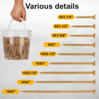 Bobibbi Wood Screws #8 x 1-1/4’’, T25 Star Torx Drive Flat Head Deck Screws, Tan, 194Pcs (1lb)