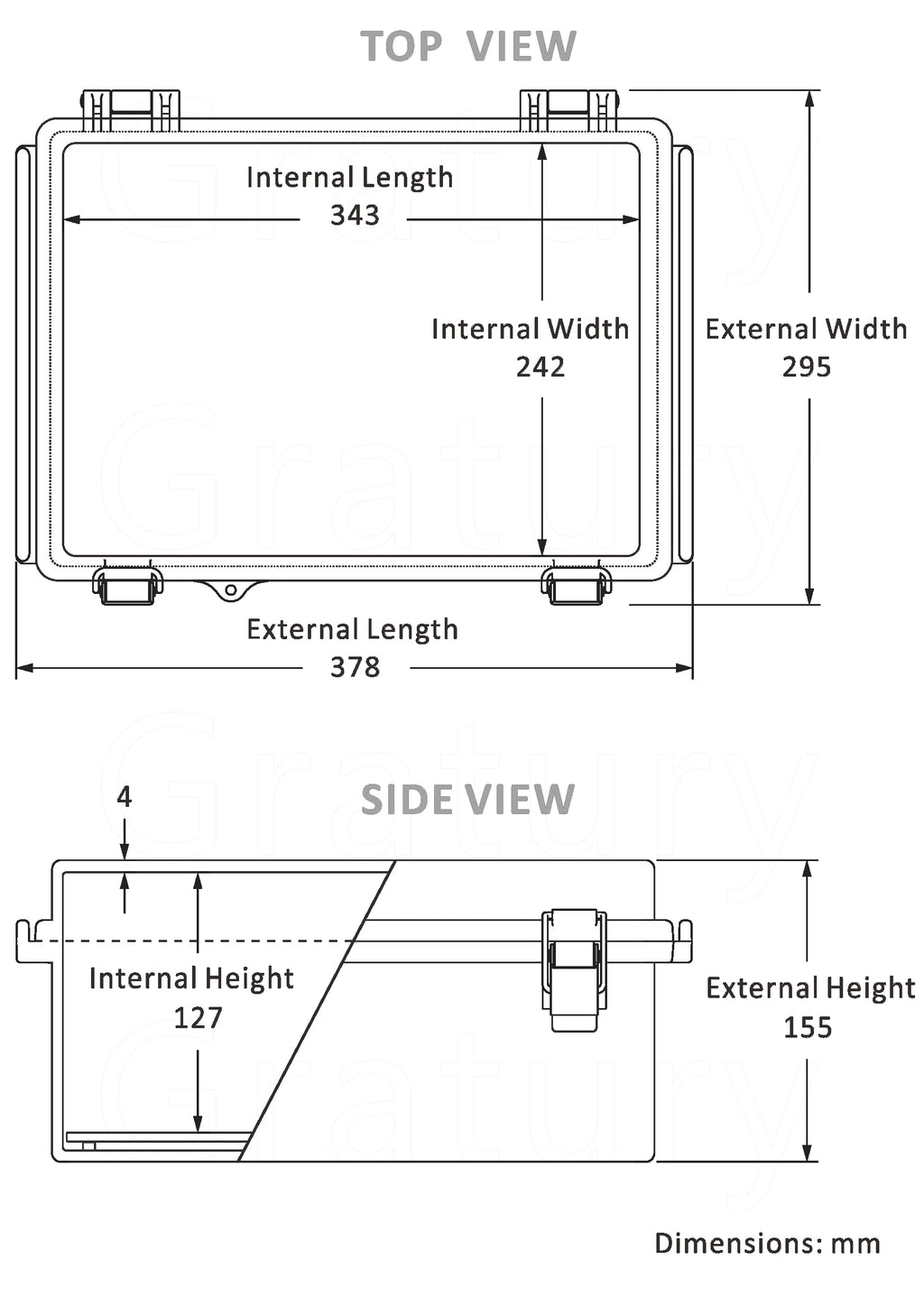 Gratury Junction Box, IP67 Waterproof Plastic Enclosure for Electrical Project, Hinged Grey Cover, Includes Mounting Plate and Wall Bracket (Grey Cover, 14.6"×10.6"×5.9")