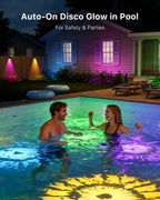 4 Pack Solar Floating RGB Pool Lights with Remote Waterproof for Underwater Vibrant Patterns Lighting, Auto-on Disco Glow in Pool for Party, Works in Outside In-ground Pools, Hot Tubs, Garden Ponds