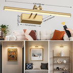 13.8'' Battery Operated Picture Light for Wall, 4000mAh Cordless Wall Lamp for Painting Photo Artwork , Remote Control, Magnetic for Easy to Charge,Timers, Display for Gallery Living Room Bedroom Gold
