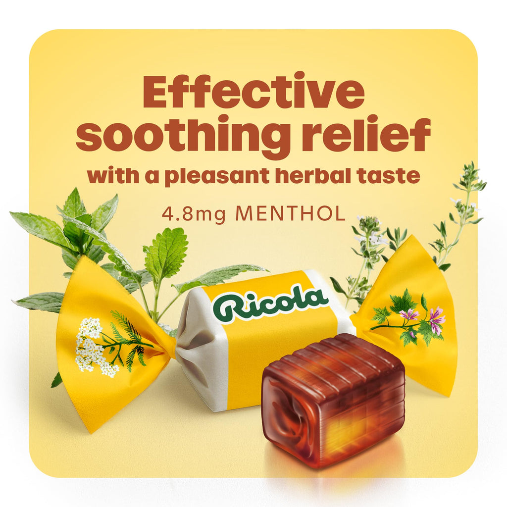 Ricola Original Herb Cough Drops, 115 Count, Cough Suppressant & Throat Relieving Drops with Naturally Sourced Menthol, Pleasing Herbal Taste for Coughs & Throat Irritation Symptom Relief