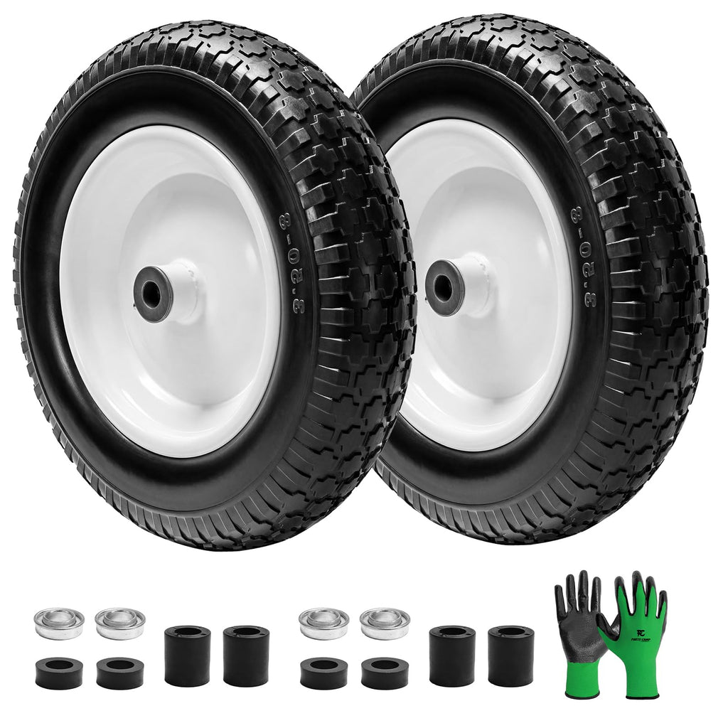 Parts Camp 14.5" Flat Free Wheelbarrow Tire 3.50-8 Wheelbarrow Tires 2 Pack