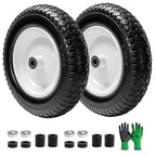Parts Camp 14.5" Flat Free Wheelbarrow Tire 3.50-8 Wheelbarrow Tires 2 Pack