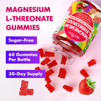 1000mg Magnesium L-Threonate Gummies for Kids & Adults - Muscle & Nervous System Support, Vegan, Sugar-Free Strawberry Flavor, 120 Gummies