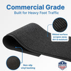 Consolidated Plastics Brush Dry Mat - Made in USA, Heavy-Duty Commercial DoorRug for Indoor/Outdoor Entryways, Non-Slip Backing for High-Traffic Areas (3' W x 5' L, Charcoal)