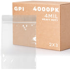 2" x 3" Small Reclosable Zip Bag - Heavy-duty 4 Mil, Bulk Case of 4,000 - Clear, Resealable Zip Top Lock for Storage & Packaging Food, Nuts, Bolts & Screws.