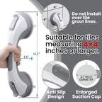 TAILI Shower Grab Bar Glow in The Dark, 2 Pack 12.2 in Grab Bars for Bathtubs and Showers,Shower Handles Shower Rails for Seniors and Elderly,Bathroom Safety Grip Removable No Drilling Waterproof Grey