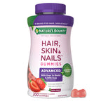 Nature’s Bounty Optimal Solutions Advanced Hair, Skin and Nails Pectin Gummies, 2x Biotin Per Serving, No Stick Gummy, Vegetarian Formula, Strawberry Flavor, 200 ct, 100 Total Servings