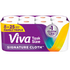 Viva Signature Cloth Paper Towels, Task Size, 8 Family Triple Rolls, 141 Sheets per Roll (Packaging May Vary)