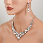 BriLove Women's Wedding Statement Necklace Dangle Earring Jewelry Clear