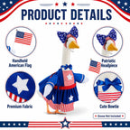 Btiztlla 4 of July Porch Goose Outfit for 23 Inch, Patriotic Red White Blue Decorative Goose Clothes, Independence Day Porch Yard Garden Decor