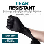 Disposable Black Nitrile Gloves Large 50 Count - Extra Thick 4.5 Mil - Powder and Latex Free Rubber Gloves - Surgical Medical Exam Gloves - Food Safe Cooking Gloves