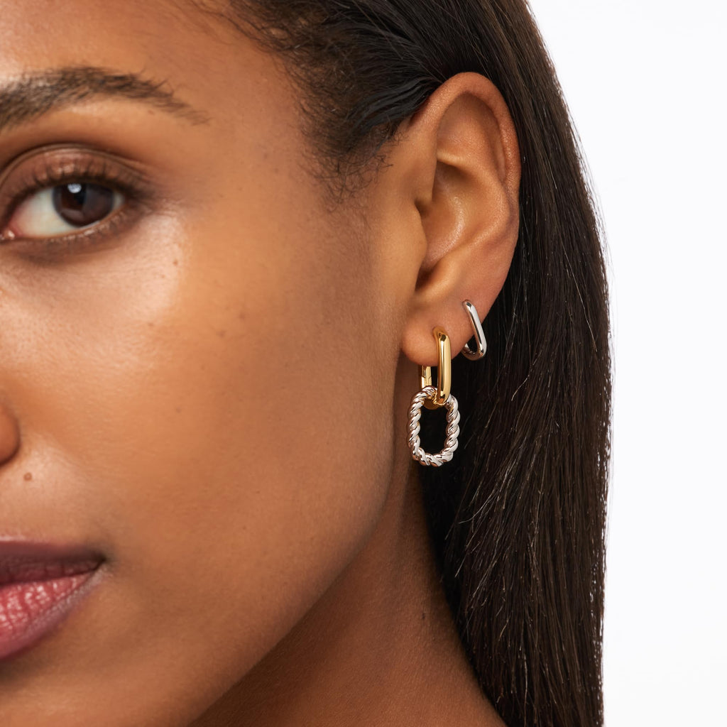 Ana Luisa Ash Double Hoop Earrings for Women - 14K Gold Plated, Silver & Two-Tone Drop Dangle Hoop Earring - Trendy Paperclip Link Huggie Hoop - Hypoallergenic, Water-Resistant & Tarnish-Free Jewelry