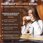 Mushroom Coffee 11 in 1 Mushrooms with Ashwagandha, Lion's Mane, Reishi, Cordyceps, Shiitake, King Oyster & Turkey Tail,Instant Coffee Powder for Energy, Focus, Memory & Immunity Support(30 Servings)