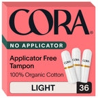 Cora Organic Cotton Non-Applicator Tampons (36 Light Non-Applicator Tampons)