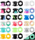 WINSENET 20 Pairs Silicone Ear Gauges Flexible 0G Ear Tunnels Gauges Soft Expander Ear Plugs Double Flared Ear Pierings for Men Women 8mm
