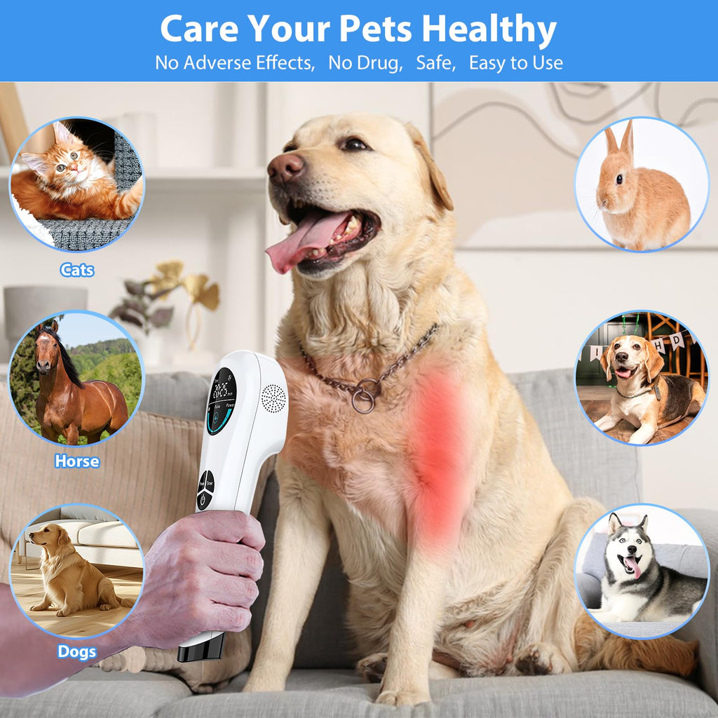 Cold Laser Therapy Device for Humans & Dogs, 4 x 808nm and14 x 650nm, Handheld Red Light and Near Infrared Light Therapy Devices with Stand, Red Light Therapy Wand for Pain Relief Joint, Muscle Pain