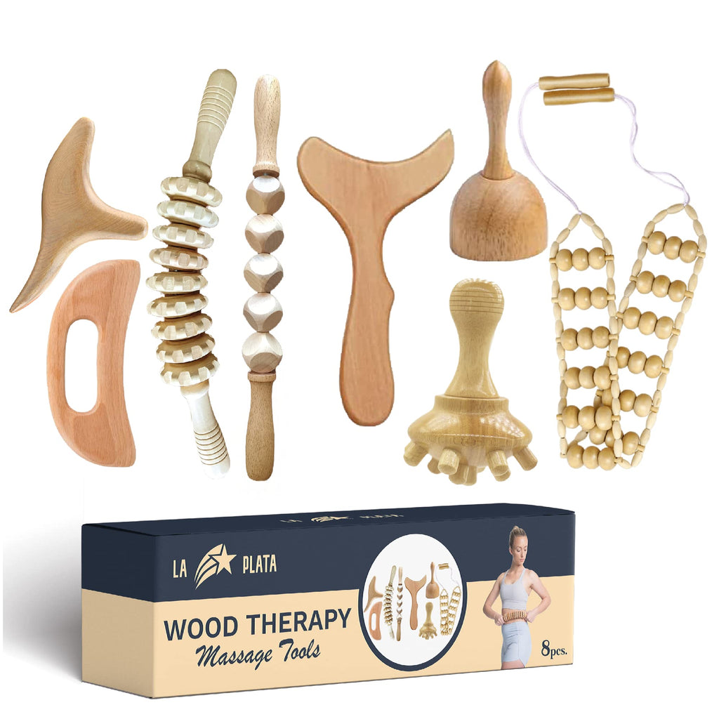 La Plata Wood Therapy Massage Tools -Lymphatic Drainage Massage- Maderoterapia Kit - Massage Body Sculpting Tools for Body Sculpting Anti-Cellulite