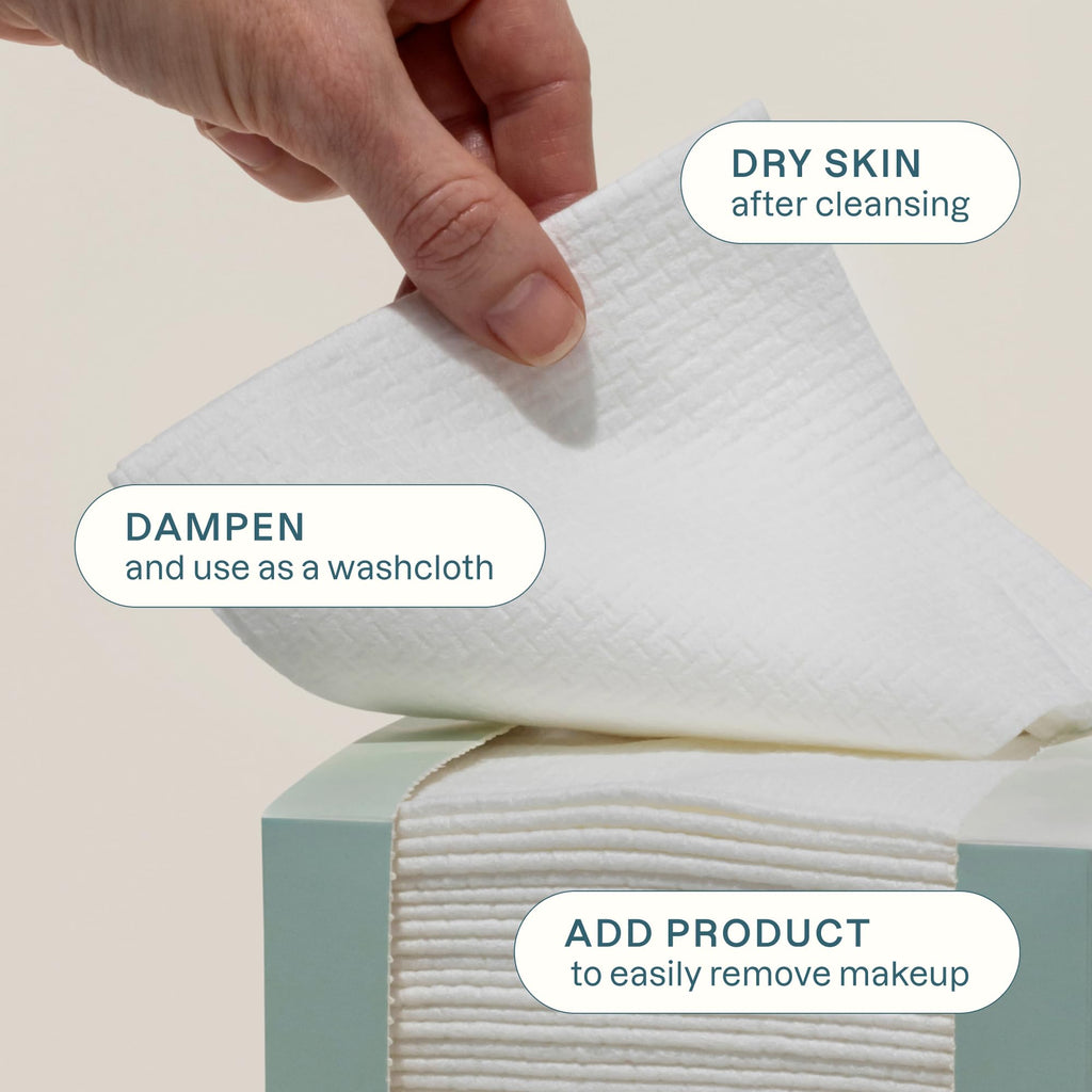 Cliganic Clean Face Towels XL, Multi-Pack (100 Count), Disposable, Ultra-Absorbent, Hypoallergenic & Soft - Makeup Remover Dry Wipes, Pamper Your Face, Hygienic Towelettes, for All Skin Types