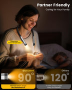 Glocusent Ergonomic Reading Lights for Books in Bed, 1600mAh Rechargeable Book Light, 100 Hrs - 3 Colors & 5 Brightness, Neck Light with Timers, Sleep Aid & Travel Lock