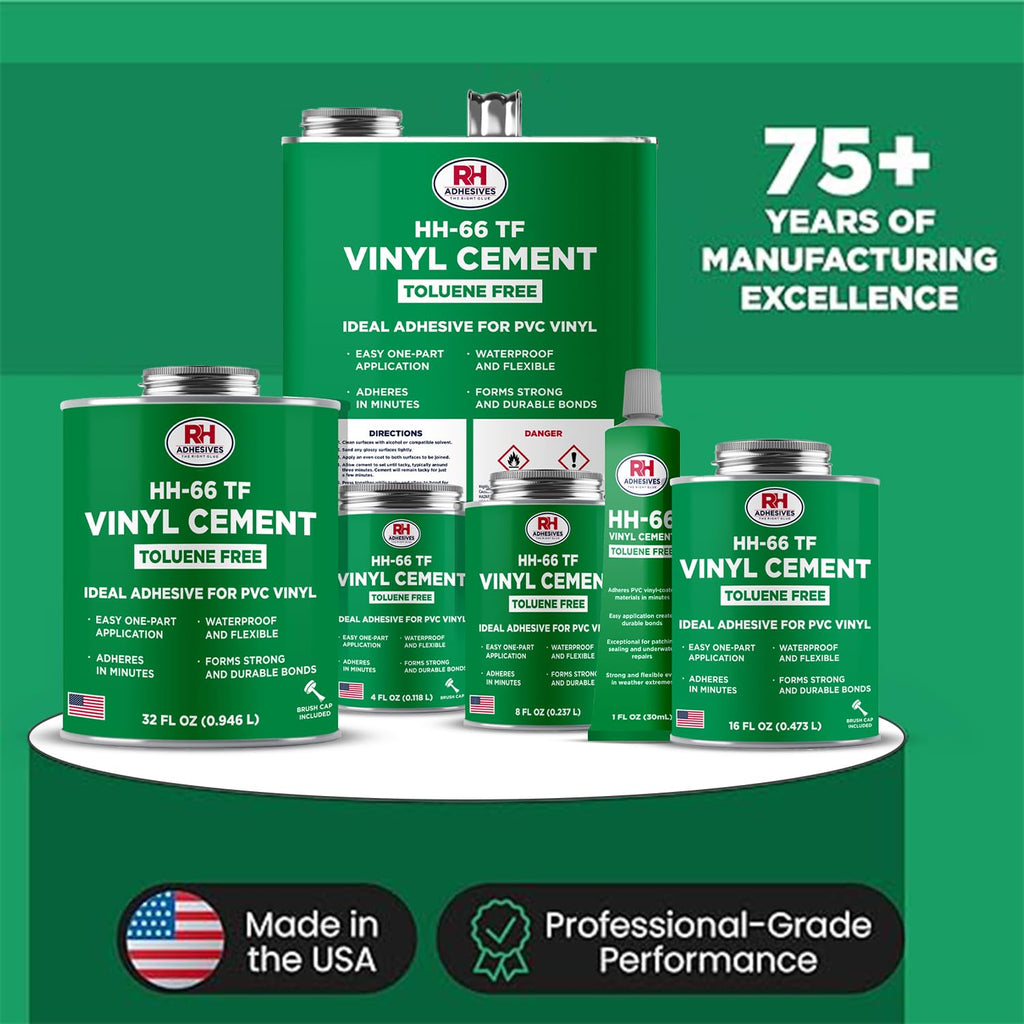 HH-66 Toluene Free Vinyl Cement 1 oz - PVC & Vinyl Glue for Pools, Tarps