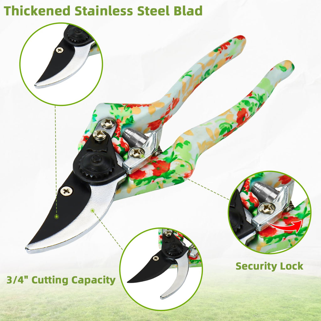 Garden Tools Set, JUMPHIGH 10 PCS Heavy Duty Gardening Tools Includes Hand Trowel Rake Weeder Pruner, Gardening Gifts for Women, Garden Kit with Tote Bag, Apron, Gloves, Kneeling Pad
