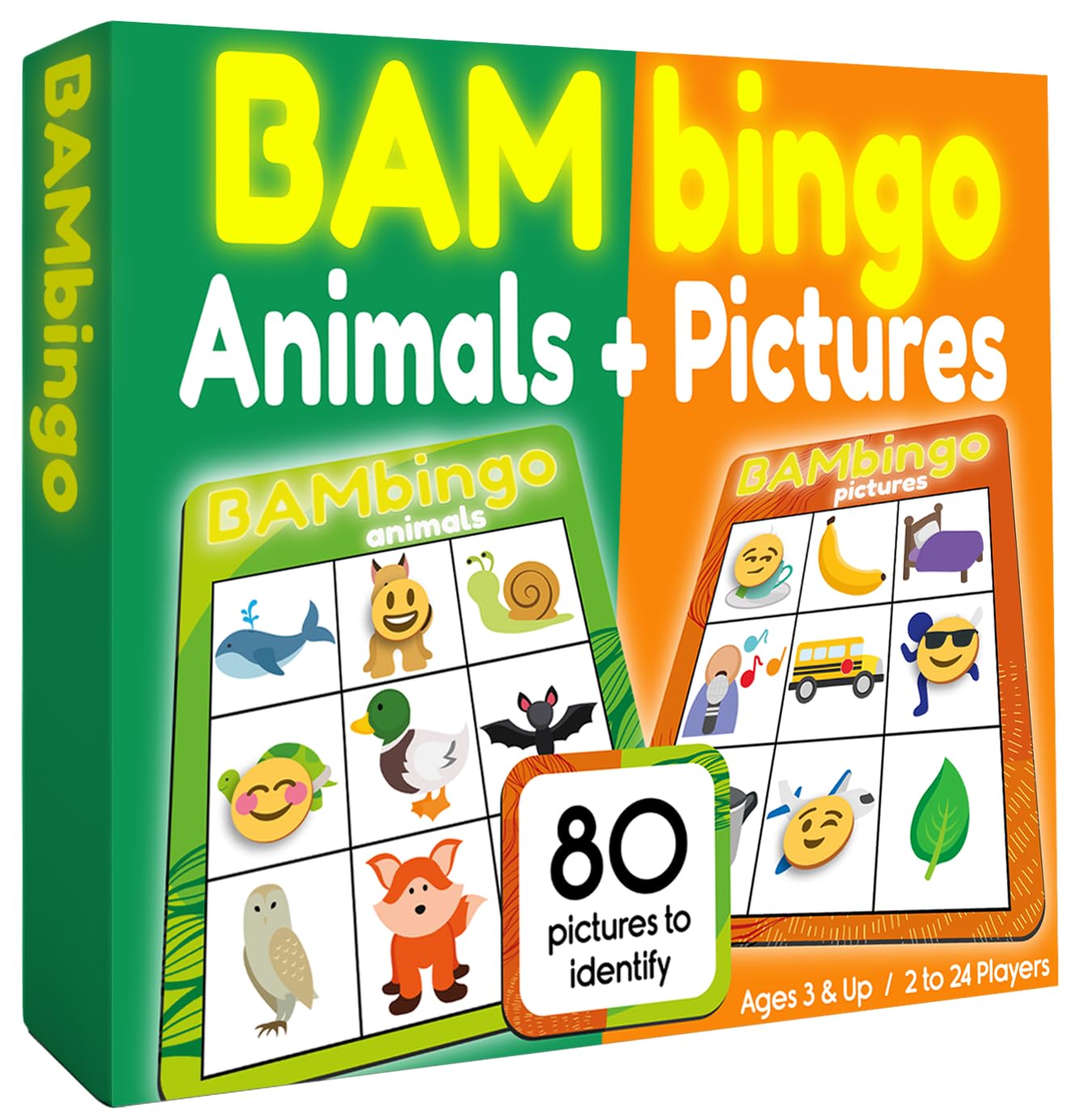THE BAMBINO TREE Animal and Picture Bingo Game for Kids - Flash Cards Matching Learning Board Game for Ages 3-6 Preschool, Kindergarten & Family Fun
