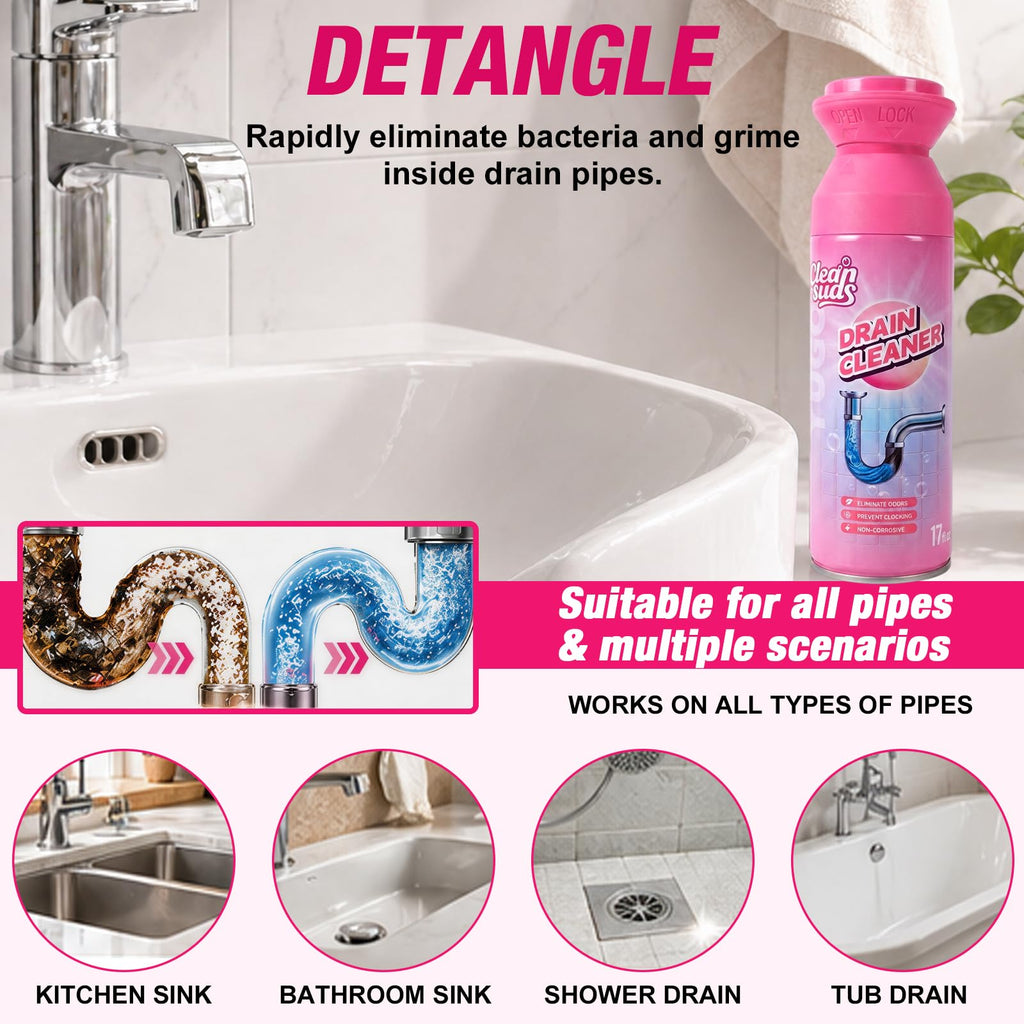 Yugou Foaming Sink Drain Cleaner & Deodorizer, Drain Clog Remover (2pcs)