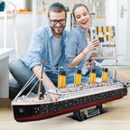 CubicFun Titanic 3D Model Ship Puzzle with LED Lights, 266 Pieces, 88 cm